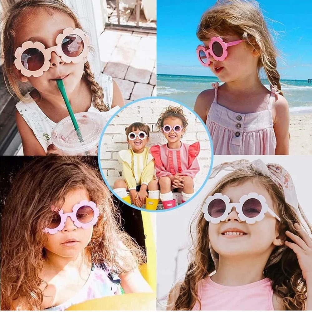 Girls Daisy Yellow Green Glitter Sunglasses - Supercute!